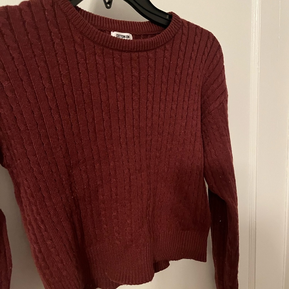 Burgundy Ribbed Knit Sweater - Picture 2 of 5